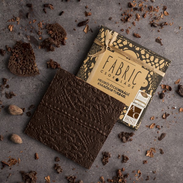 Mexican dark chocolate with cocoa bean tuile